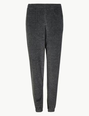 Пижамные штаны хлопковые в полоску с блестками