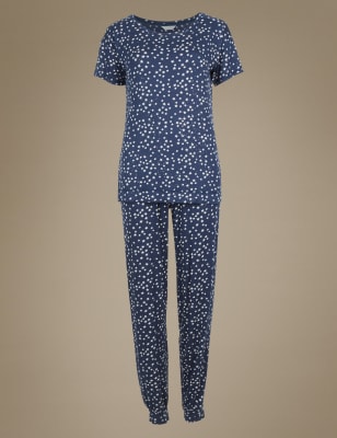 Пижама женская с звездным принтом и блестками из вискозы