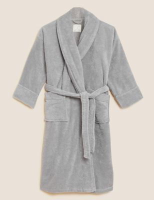 Pure Cotton Towelling Long Dressing Gown