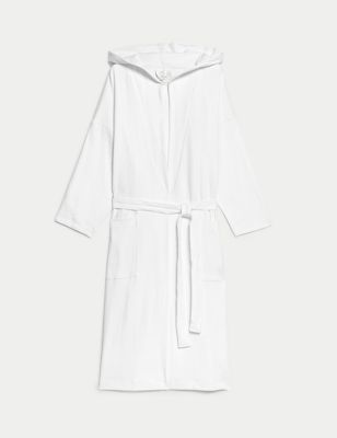 Pure Cotton Jersey Waffle Dressing Gown