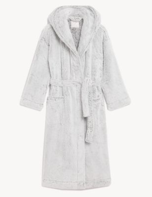 SIZE 20-22 TAUPE FLEECE DRESSING GOWN MARKS AND SPENCER 