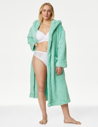 Fleece Hooded Dressing Gown M S Collection M S