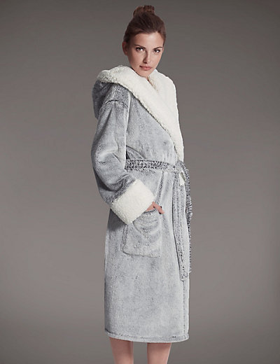 Luxury Hooded Shimmer Dressing Gown | M