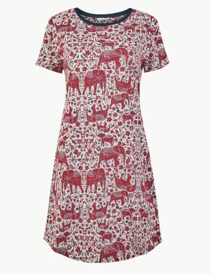 Короткая ночная рубашка с принтом Слоны