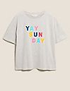 Хлопковая пижамная футболка с надписью Yay Sun Day
