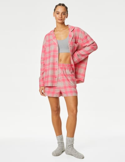 Cotton Blend Checked Pyjama Bottoms M S Collection M S