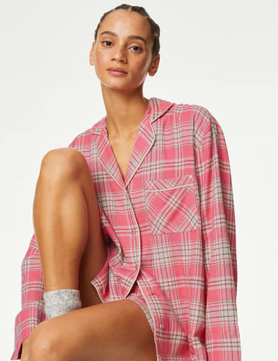 Cotton Blend Checked Pyjama Bottoms M S Collection M S
