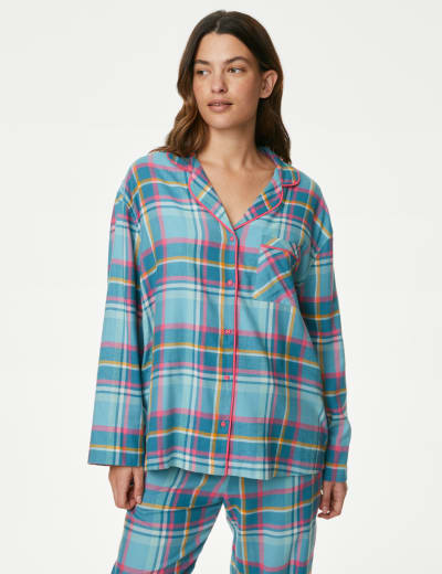 Pure Cotton Checked Pyjama Set, M&S Collection