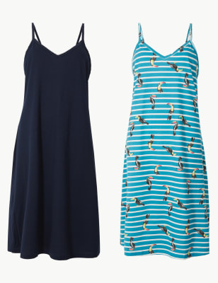 Ночная сорочка на бретелях с V-горловиной (2 шт)