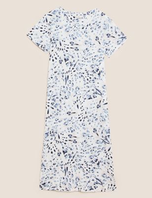 Ex Marks and Spencer Rose Print Short Sleeve Nightdress Size 12-14 P156.6 