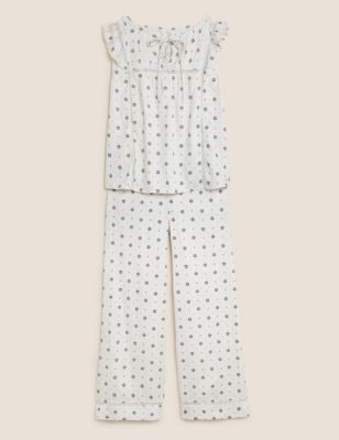 Woven Cotton Modal Gardenia Print Pyjama Set