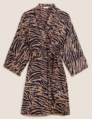 Dream Satin™ Zebra Short Dressing Gown