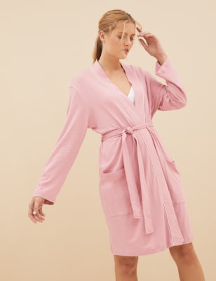 pink velour dressing gown