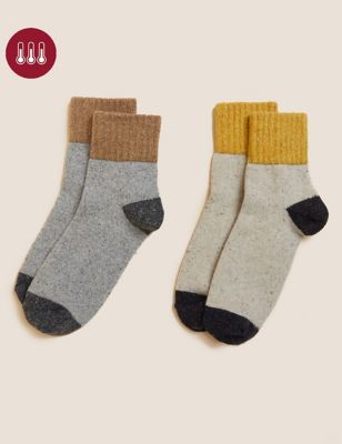 2pk Thermal Wool Blend Ankle High Socks