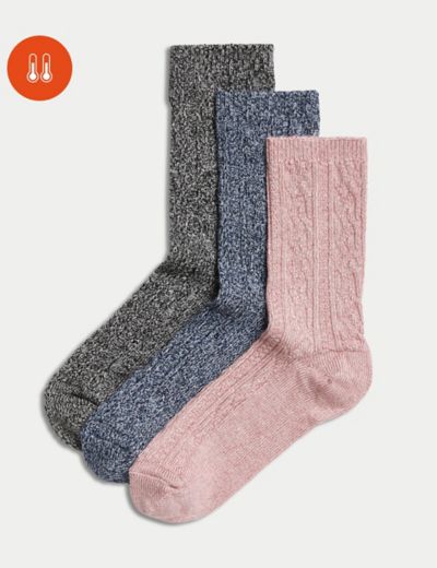 2pk Thermal Ankle High Socks with Wool and SIlk, M&S Collection