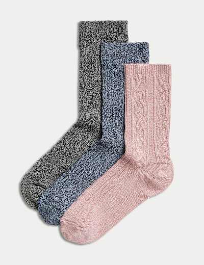 2pk Thermal Ankle High Socks with Wool and SIlk, M&S Collection