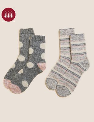 2pk Thermal Patterned Socks