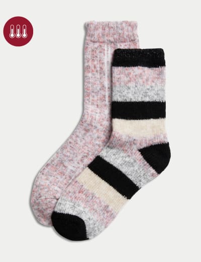 2pk Max Warmth Thermal Geometric Boot Socks M S Collection M S