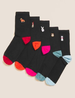 5pk Character Cotton Rich Ankle High Socks