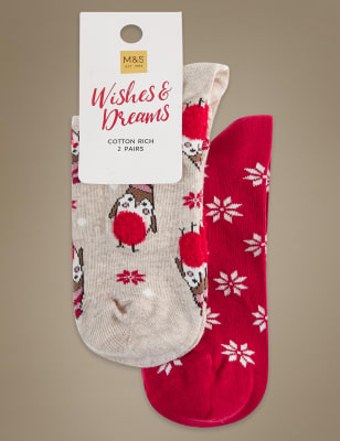 

Яркие хлопковые носки с красно-белым дизайном Wishes&Dreams (2 пары)