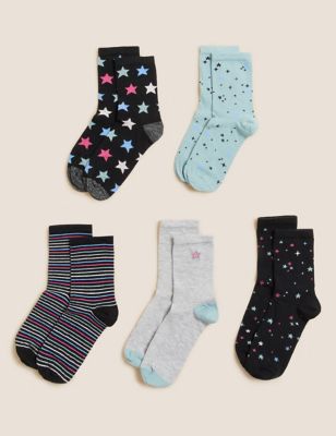 5pk Cotton Rich Star Ankle High Socks