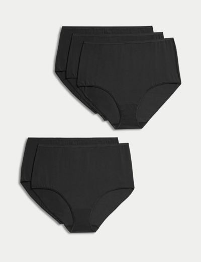 M&S Collection No VPL Cotton Modal High Leg Knickers, 5 Pack, 10