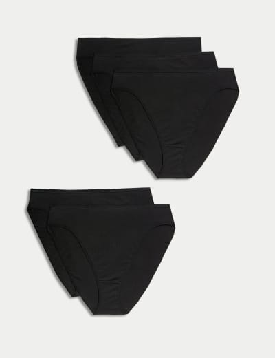 5pk Cotton Rich Lycra® High Leg Knickers, M&S Collection