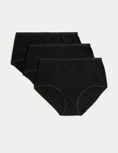 M&S Black High Rise Full Coverage Microfibre Briefs Panties