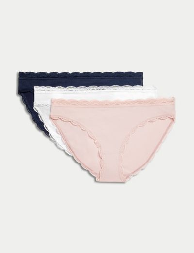 Marks & Spencer Women's Cotton Bikini Knickers (Pack of 5) (T614106NATURAL  MIX14) : : Fashion
