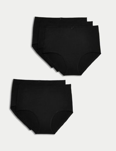 MAMA 5-pack lace-trimmed cotton hipster briefs - Grey marl/Black