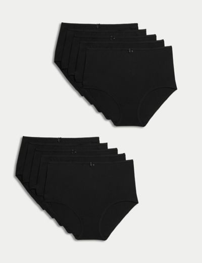 5pk Cotton Modal High Waisted High Leg Knickers, M&S Collection