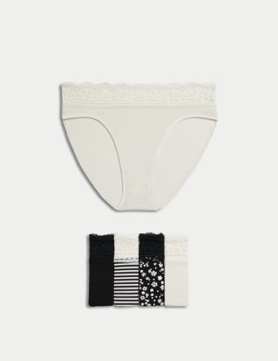 White Cotton High Leg Knickers