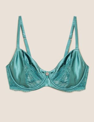 NEW GREEN BRA M&S LIGHTLY PADDED BALCONY FOR A GORGEOUS NECKLINE 30-36 A-D