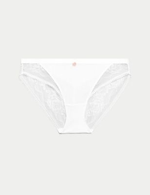 Ex M&S Platinum High Leg Knickers with Lace Size 10 