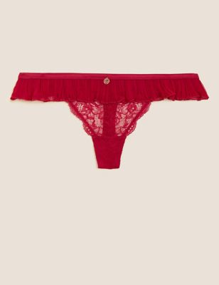 Pleat & Lace Low Rise Thong