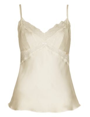 Silk Camisole with French Designed Rose Lace | M&S