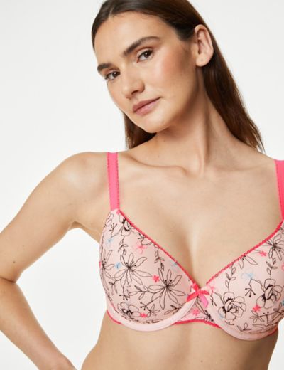 MARKS SPENCER M&S X BOUTIQUE LARRISA DOUBLE LACE WIRED PINK PEACH PLUNGE BRA  £20 - AbuMaizar Dental Roots Clinic