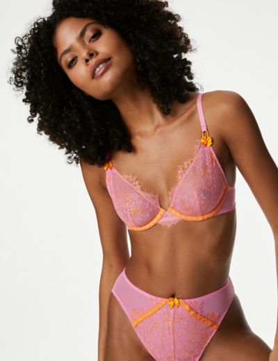 Marks & Spencer Cotton Mix Padded Demi Cup Bra T333208KSOFT Pink (36D) :  : Fashion
