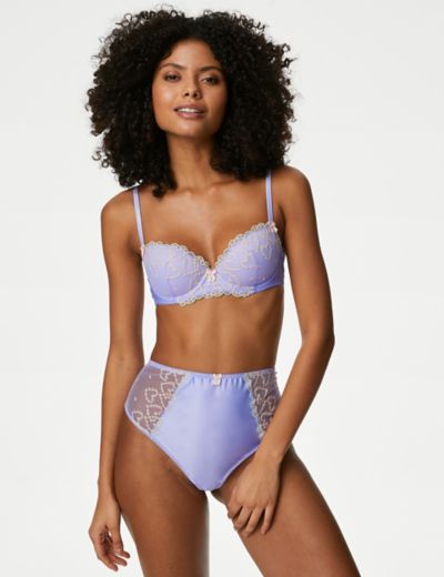 Sheer and Lace Beau Wired Plunge Bra (A-E)