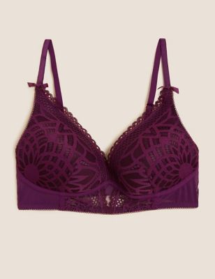 Joy Lace Padded Non Wired Plunge Bra A-E