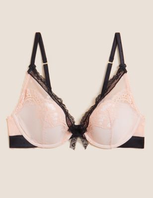 Larissa Double Lace Wired Padded Plunge Bra A-E