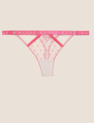 Lucia Heart Embroidery Thong