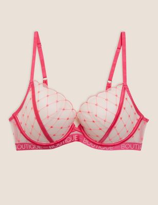 Lucia Heart Embroidery Wired Plunge Bra A-E