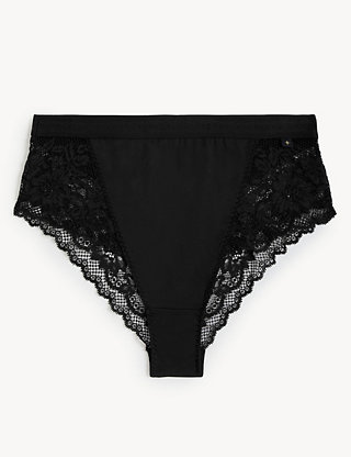 Plus Size 22-28 Ladies Marks & Spencer White Floral Lace Brazilian Knickers