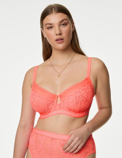 M&S Collection Printed Lace Non Wired Bralette A-E - ShopStyle Bras