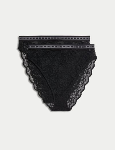 Hot Pant Knickers Black Lace High Waist Thong Post Natal Pants Plus Size  Underwear Multipack White Bridal Knickers Wom : : Fashion