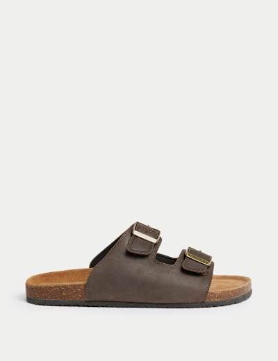 Suede slip sale on sandals