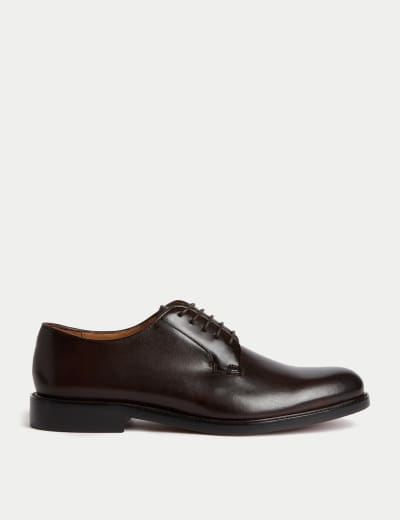 M&S Collection Mens Luxury Brogue Shoes Premium Brown Leather