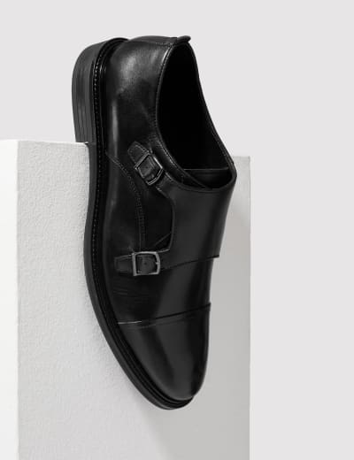 Leather Double Monk Strap Shoes Dune London M S