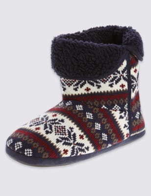 

Высокие домашние тапочки Freshfeet™ с рисунком Fair Isle